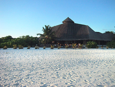 Der weiße Sandstrand der Malediven